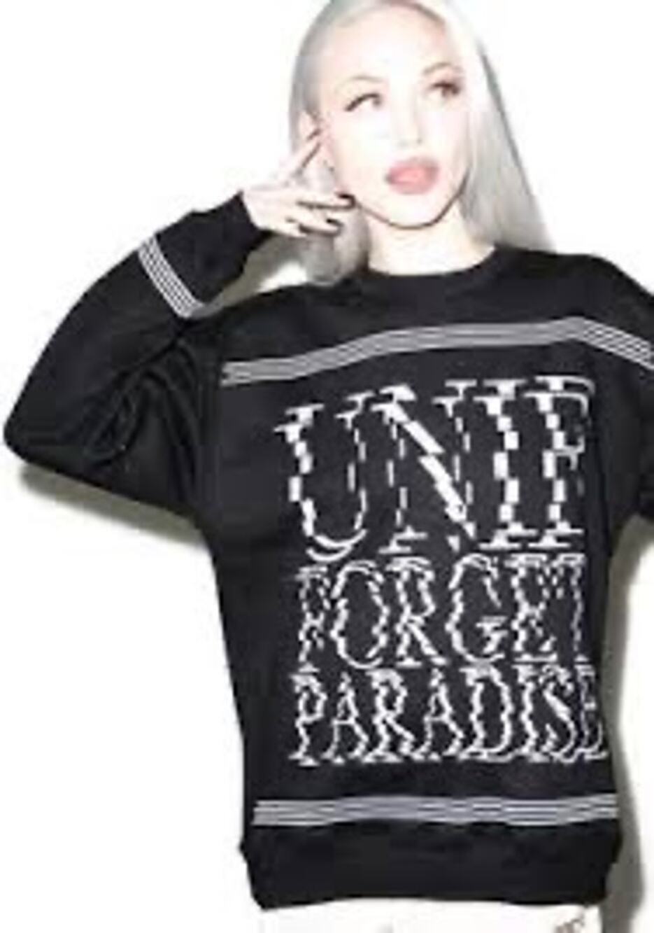 UNIF ‘Forget Paradise’ Pullover Crewneck Sweatshirt - Size Large - Black & White